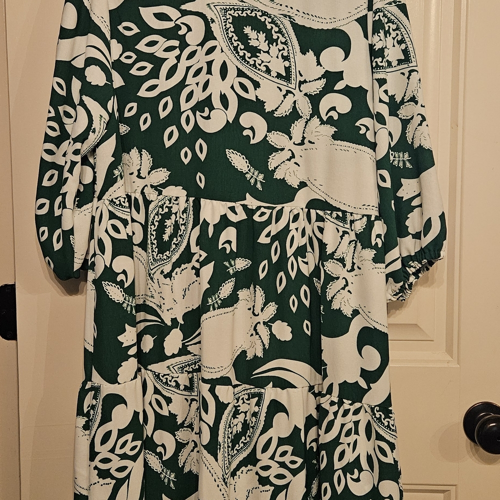 Vibrant Green and White Midi To Maxi Dress NWOT - Picture 3 of 7